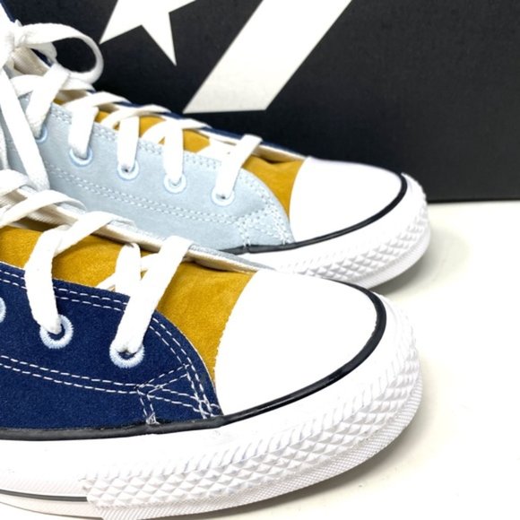 Converse Chuck Taylor High Yellow Blue Suede Men Sneakers Custom A03948C-BLYBL - Picture 9 of 11